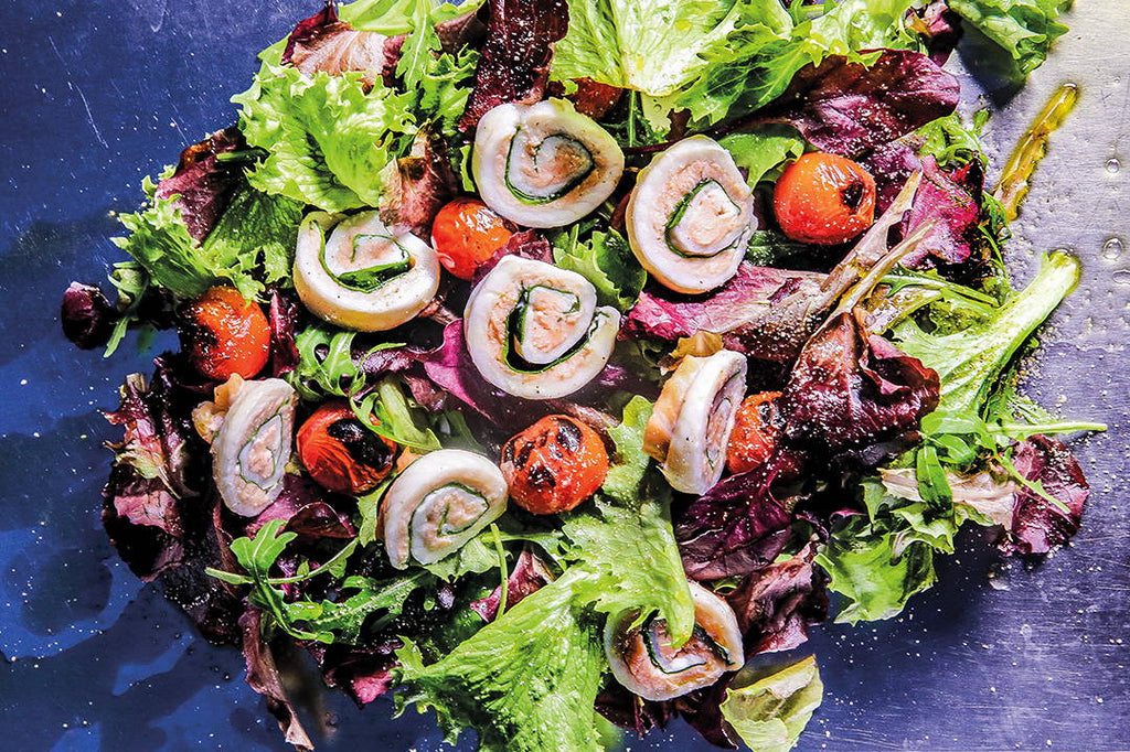 Salat mit Seezunge und Lachs