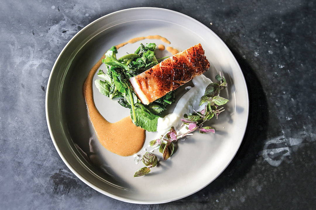 Asian pork belly with rice cream 