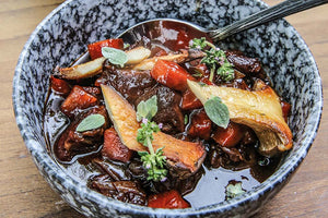 Braised venison with couscous and mint yoghurt 