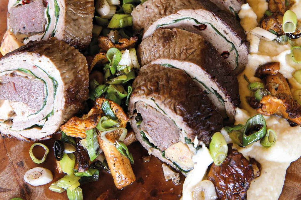 Venison crépinette with chanterelles and celery 