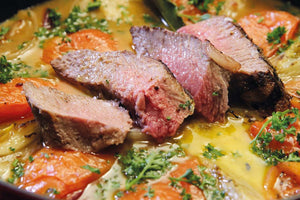 Saddle of lamb with fennel vegetables 