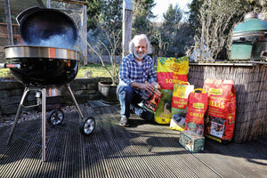 With charcoal for grilling pleasure 