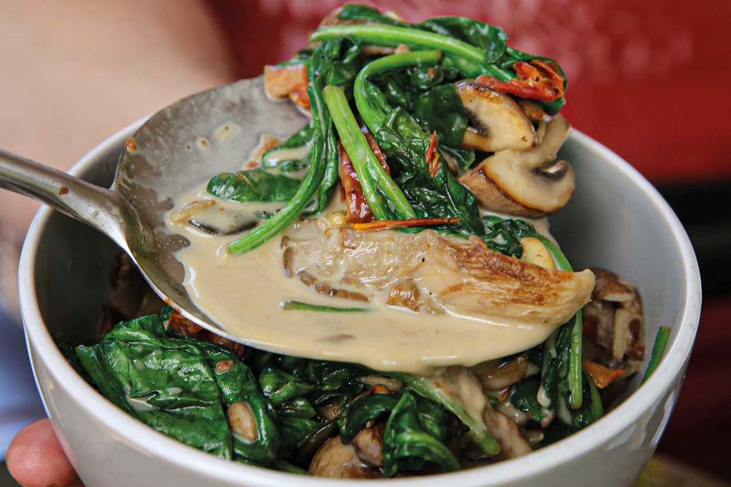 Spinach and mushroom pan 