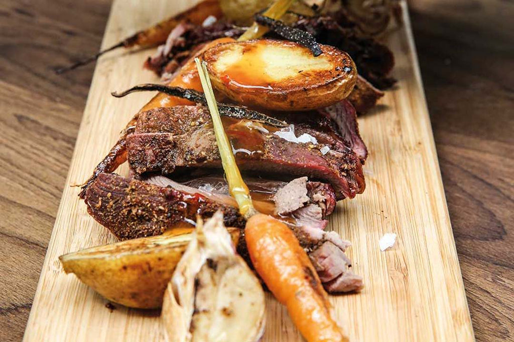 Arabica venison shoulder with vanilla vegetables and chili soy essence 