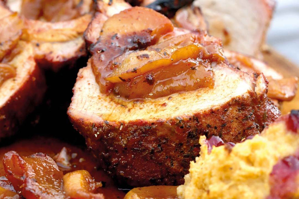French Rack vom Schwein auf Pfirsich-Feigen-Bett  mit Chipotle-Kartoffelpüree