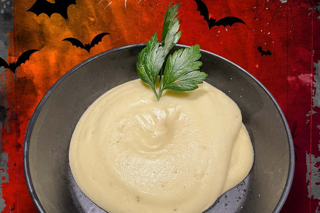 Warmer Kartoffel Espuma zu Halloween