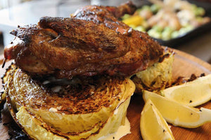 Guinea fowl with creamed savoy cabbage 
