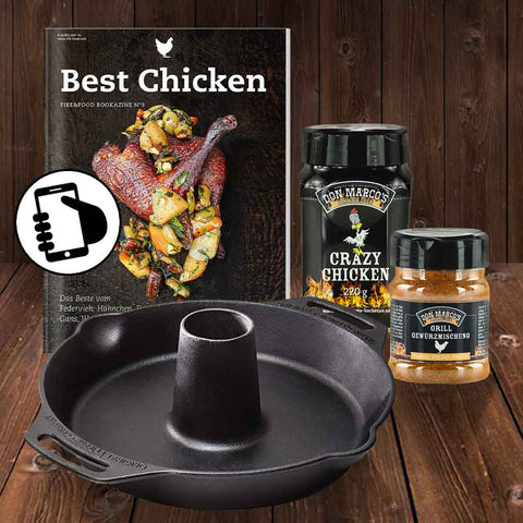 SET: Bookazine Best Chicken + Geflügelbräter + 2x Geflügel-Gewürz