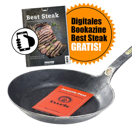 Turk freiform-warmgeschmiedete Pfanne 24 cm, mit Hakenstiel + GRATIS-Download!