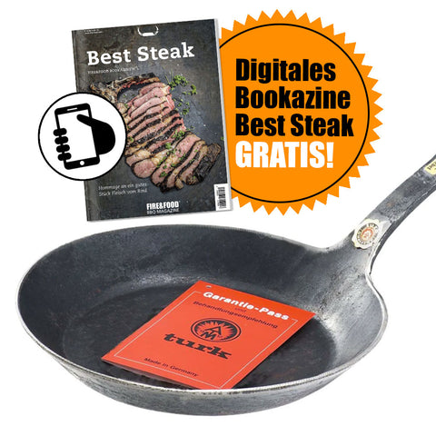 Turk freiform-warmgeschmiedete Pfanne 26 cm, mit Hakenstiel + GRATIS-Download!