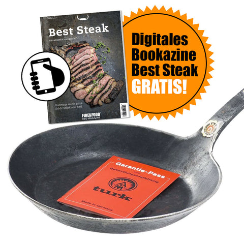 Turk freiform-warmgeschmiedete Pfanne 28 cm, mit Hakenstiel + GRATIS-Download!