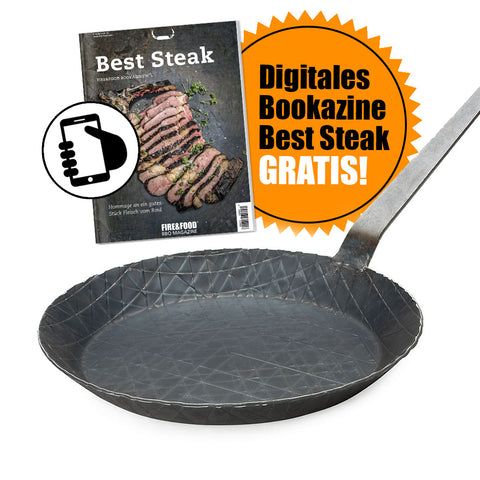 Turk schmiedeeiserne Pfanne 28 cm, Hakenstiel + GRATIS-Download!